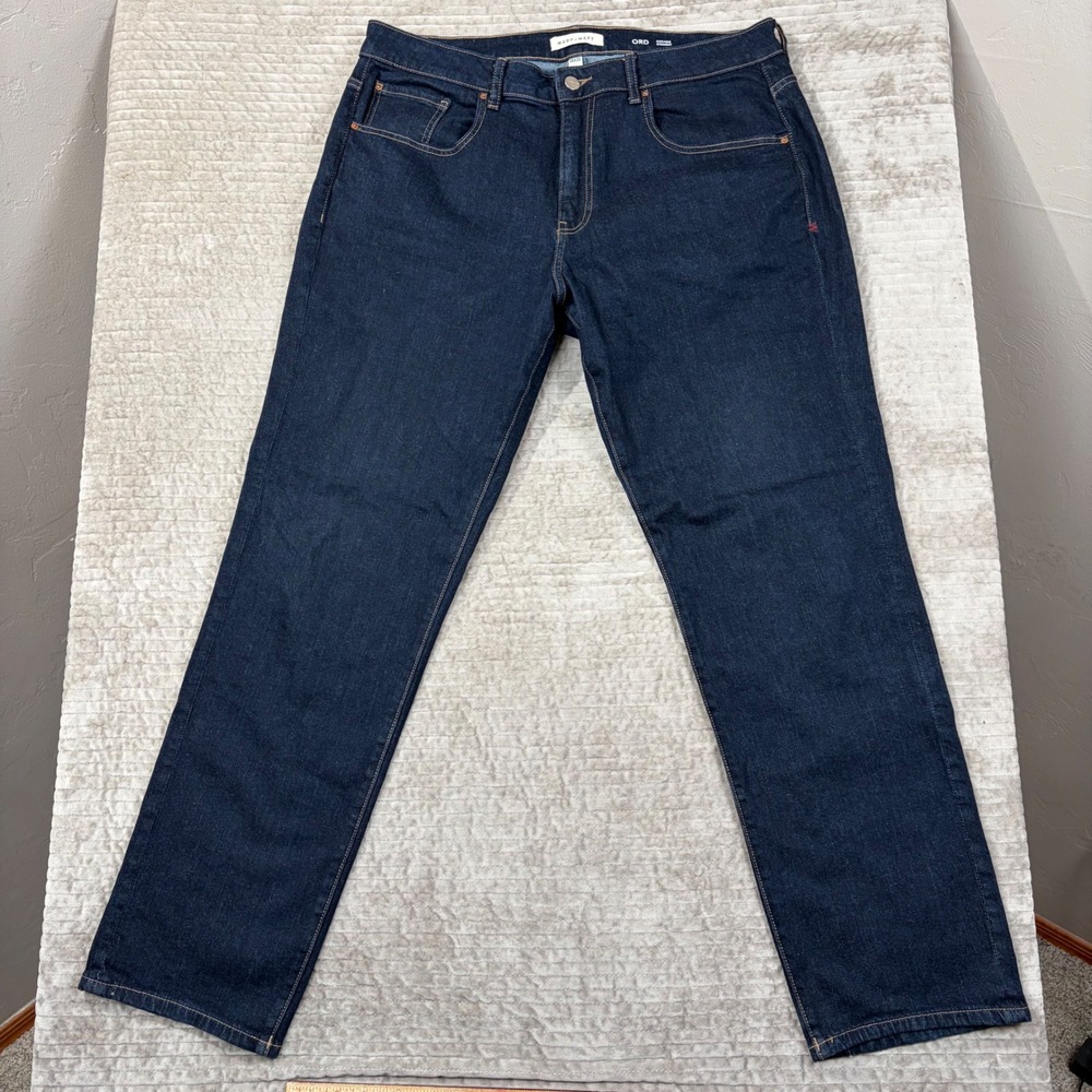 Warp + Weft ORD Chicago‎ Straight Leg Dark Wash Denim Jeans Mens 38x32 Indigo